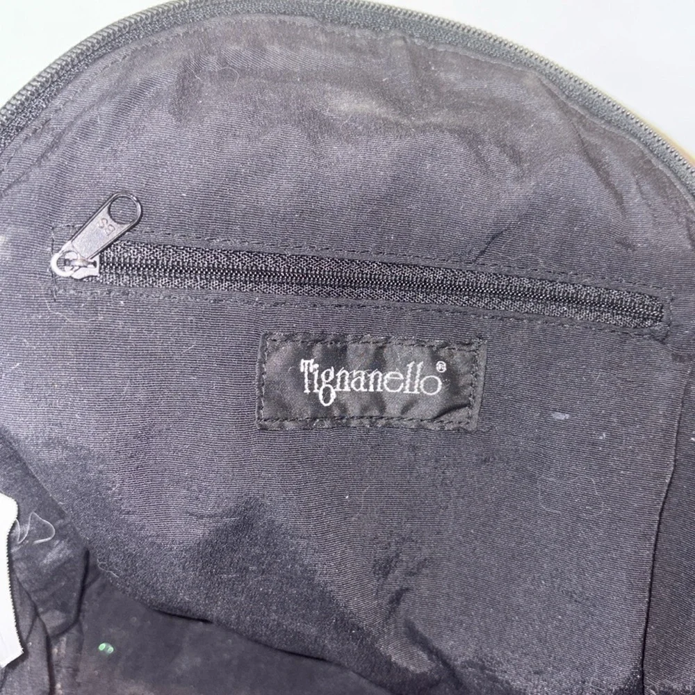 Tignanello backpack  mini backpack leather  black  2 exterior zipper pockets EUC